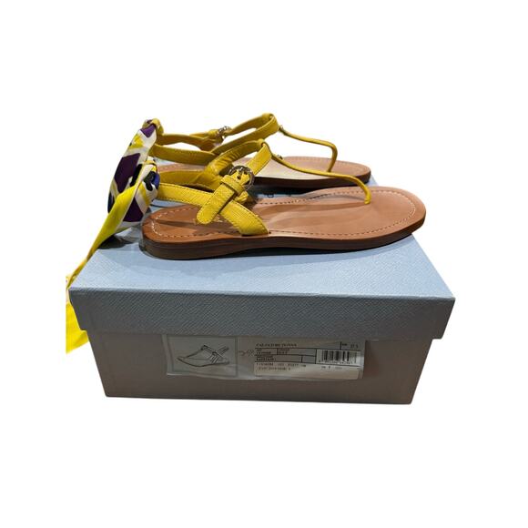 Prada Yellow Saffiano Leather/ Scarf Tie Sandals sz. 37.5 EU - Picture 6 of 9